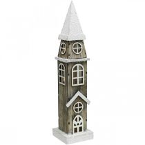 gjenstander Fyrtårn laget av tre Steeple Christmas Church H45cm