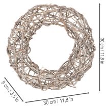 gjenstander Trekrans, dekorativ krans, naturhvit, Ø30 cm, H9,5 cm