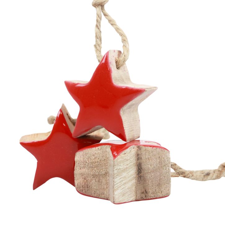 gjenstander Trestjerne juletrepynt røde, naturlige dekorative stjerner 5cm 24stk