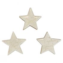 Trestjerner dekorative stjerner hvitt gull knitrende tre Ø5cm 8stk