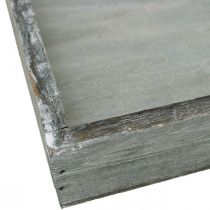 gjenstander Brett i tre, firkantet grått, hvitvasket dekorativt brett 19×19 cm, 2 stk.