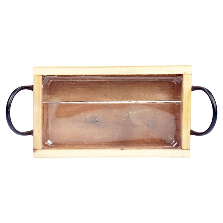 gjenstander Trebrett med håndtak dekorativt brett natursvart 30×17×5cm