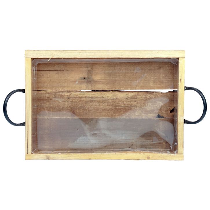 gjenstander Trebrett med håndtak dekorativt brett natursvart 40×27,5×5cm