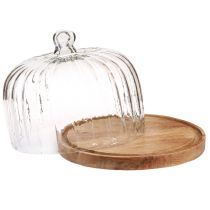 gjenstander Treplate med ostekuppel dekorativ tallerken tre Ø29cm H22cm