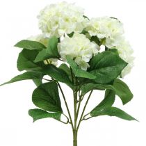 Hortensia kunstig hvit silke blomster bukett sommer dekorasjon 42cm
