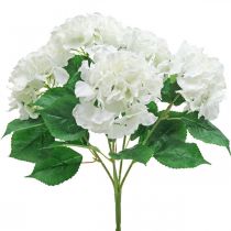 gjenstander Deco bukett hortensia hvite kunstige blomster 5 blomster 48cm