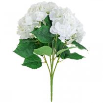 gjenstander Deco bukett hortensia hvite kunstige blomster 5 blomster 48cm