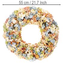 gjenstander Kunstig hortensiakrans, fargerik, til dør og vegg, 55 cm