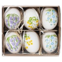 gjenstander Påskeegg med delikate blomstermotiver til festlig påskedekorasjon i stuen, 6 cm, 6 stk.