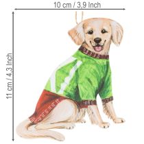 gjenstander Julepynt med hund, dekorativ opphengspynt, hund med skjerf og lue, 12 cm, 2 stk.