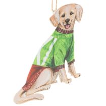gjenstander Julepynt med hund, dekorativ opphengspynt, hund med skjerf og lue, 12 cm, 2 stk.