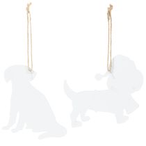 gjenstander Julepynt med hund, dekorativ opphengspynt, hund med skjerf og lue, 12 cm, 2 stk.