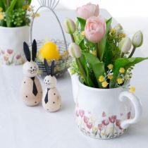 gjenstander Keramikkmugge med blomstermotiv for vårlige detaljer i stuen, 20 cm
