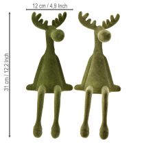 gjenstander Dekorativ kantsitter i Elk, grønn, H31 cm, 2 stk.