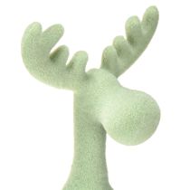 gjenstander Kantkrakk elgdekorasjon flokket grønn brun mint 31 cm 3 stk