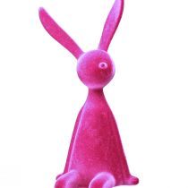 gjenstander Hylleholderkanin, flokket, sittende påskehare, rosa, 56 cm