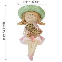 gjenstander Hylleholder Smilende jente med hund Ø4,5 cm H9,5 cm