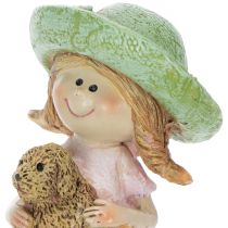 gjenstander Hylleholder Smilende jente med hund Ø4,5 cm H9,5 cm