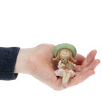 gjenstander Hylleholder Smilende jente med hund Ø4,5 cm H9,5 cm