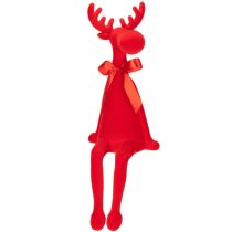 gjenstander Dekorativ elgfigur med sløyfe, sittende, flokket hylleholder, 54 cm