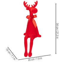 gjenstander Dekorativ elgfigur med sløyfe, sittende, flokket hylleholder, 54 cm