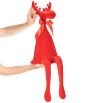 gjenstander Dekorativ elgfigur, flokket hylleholder med sløyfe, 80 cm