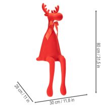 gjenstander Dekorativ elgfigur, flokket hylleholder med sløyfe, 80 cm