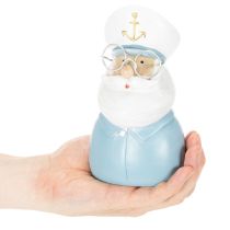 gjenstander Kapteinfigur, maritim dekorasjon med briller og hatt, 16 cm