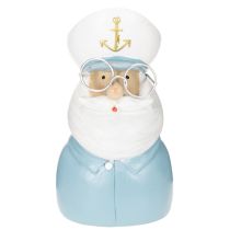 gjenstander Kapteinfigur, maritim dekorasjon med briller og hatt, 16 cm