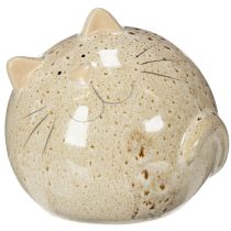 gjenstander Dekorativ kattefigur i keramikk, rundt design til stue eller soverom, 13 cm