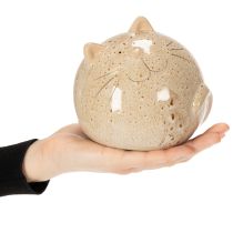 gjenstander Dekorativ kattefigur i keramikk, rundt design til stue eller soverom, 13 cm