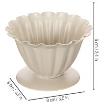 gjenstander Skål, beger, blomsterbeger, kremfarget dekorasjon, 9 cm