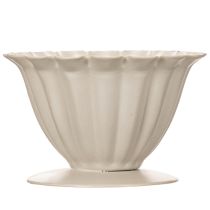 gjenstander Skål, beger, blomsterbeger, kremfarget dekorasjon, 9 cm