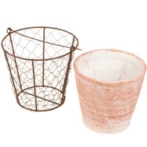gjenstander Håndtak for blomsterpotte i keramisk metall, brunt, Ø18 cm