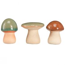 gjenstander Keramisk sopp dekorasjon brun grønn blå keramisk dekorasjon Ø4/5cm 6 stk