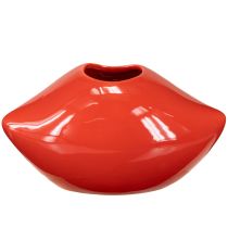 gjenstander Keramikkvase med rød kyssemunn, dekorativ vase 17 × 8,5 × 9 cm