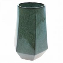 Keramikkvase Blomstervase Grønn Sekskant Ø14,5cm H21,5cm