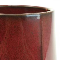 Keramikkvase Blomstervase Rød Sekskant Ø14,5cm H21,5cm