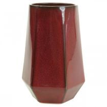 Keramikkvase Blomstervase Rød Sekskant Ø14,5cm H21,5cm