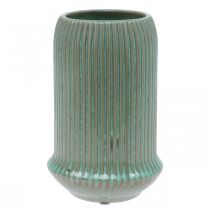 Keramikkvase med riller Keramikkvase lysegrønn Ø13cm H20cm