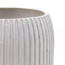 Keramikkvase med riller Hvit keramikkvase Ø13cm H20cm