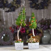 Keramikkkar, blomsterpotte med eikedekor, plantepotte grønn / hvit / grå Ø13cm H11,5cm sett med 3