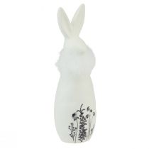 gjenstander Keramisk kanin hvite kaniner dekorative fjær blomster Ø6cm H20,5cm
