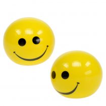 Keramikkkule med smiley gul Ø5cm H4,5cm 6stk