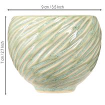 gjenstander Keramikkskåler i grønn spiraldesign Ø9cm H7cm 4stk