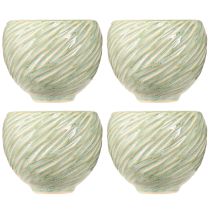 gjenstander Keramikkskåler i grønn spiraldesign Ø9cm H7cm 4stk