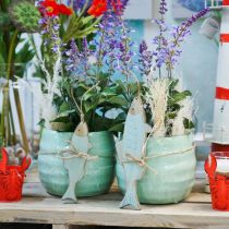Keramisk cachepot, planter, blomsterpotte bølgemønster Ø12,5cm 3stk
