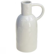 gjenstander Keramikkvase hvit for tørr dekorasjonsvase med håndtak Ø9cm H21cm