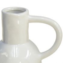 gjenstander Keramikkvase hvit for tørr dekorasjonsvase med håndtak Ø9cm H21cm