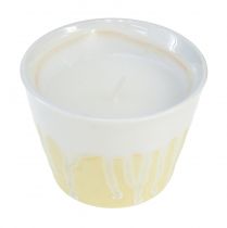 Citronella lys i potte keramisk gul krem Ø8,5cm